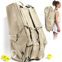 Otaro 82L Premium Tennis Bag | Badminton, Padel & Squash Racket Bag | Unisex Tennis Backpack for Players & Coaches - Green/Beige