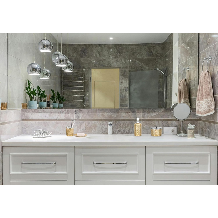 Набір аксесуарів для ванної кімнати, 4 шт., золотий, з дозатором мила, скляницями для ватних паличок, тримачем для зубних щіток та мильничкою