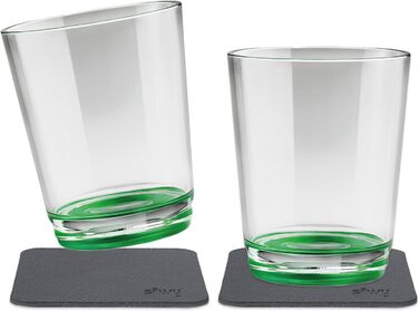 silwy® Non-Slip, Shatterproof Magnetic Drinking Cups (2-Piece Set) in Sour Green color, including two metal Nano-Gel pads for secure placement - perfect for camping and boating