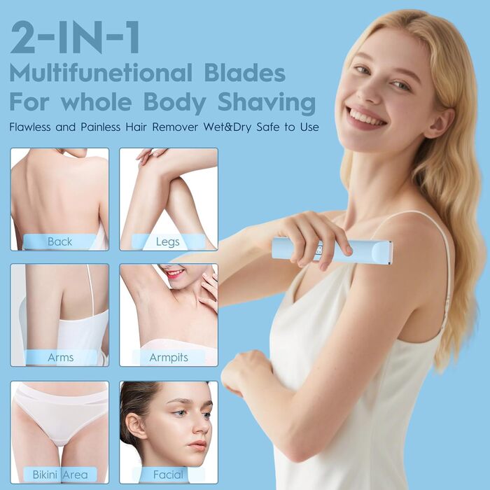 Електричний триммер для жінок, Bikini-trimmer, водонепроникний, для догляду за тілом (Blue)