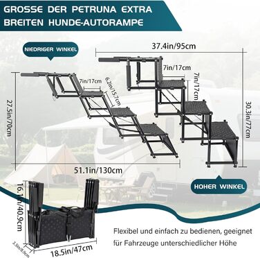 Сходинка для собак OUUTMEE 4-ступінчаста, складана, для автомобілів та SUV, до 80 кг
