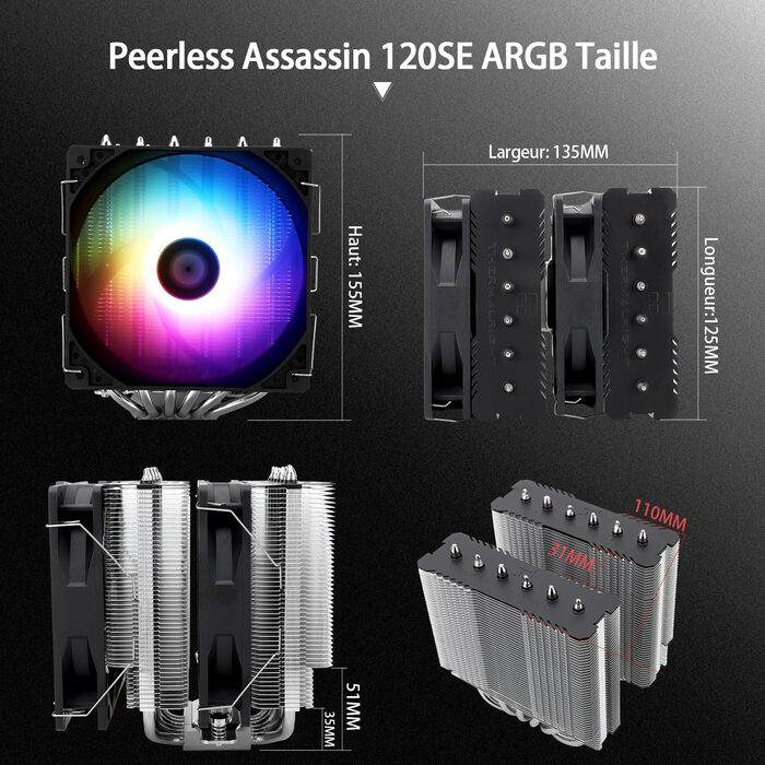 Thermalright Peerless Assassin 120 SE: Кулер CPU з 6 тепловими трубами, 2 x 120mm PWM вентилятори, для AM4/AM5/Intel LGA1150/1151/1200/1700/1851