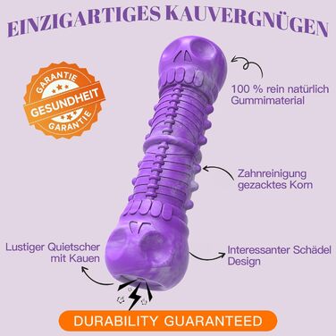 HETOO Dog Toy, Indestructible, Durable, Squeaky, Chew Toy for Aggressive Chewers, Large and Medium Dog Breeds, Dental Care (Large, Purple Gray)