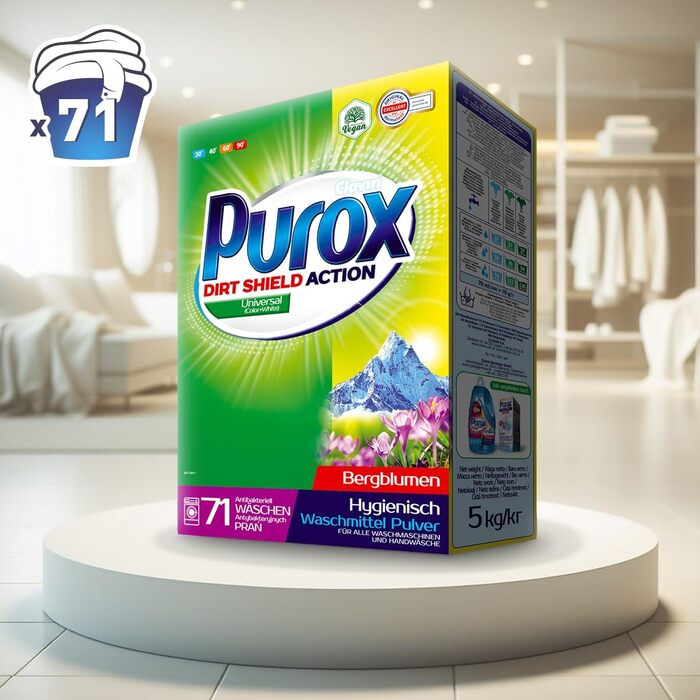 Універсальний пральний порошок PUROX для всіх видів тканин, 5 кг (71 прання)