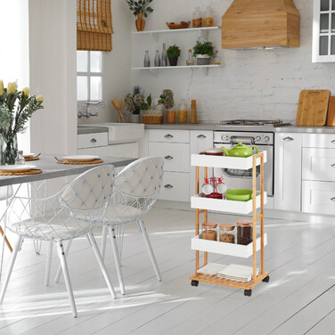Relaxdays Bamboo Serving Cart with 4 Tiers