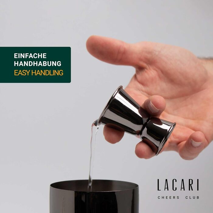 Cocktail Set | Boston Shaker Premium Bartender Set 17-Piece in Black | Lacari ORIGINAL Cocktail Shaker made of Stainless Steel | Shaker, Jigger, Pourer, Strainer, Muddler, Tongs, and more | Cocktail Accessories