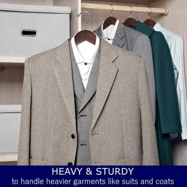 Amber Home 10-Piece 44.5cm Retro Wooden Clothes Hangers with Wide Shoulders (5.8cm), Robust and Glossy Antique Brown Hanger with Round Bar for Suit, Jacket, Coat, Shirt, Pants
