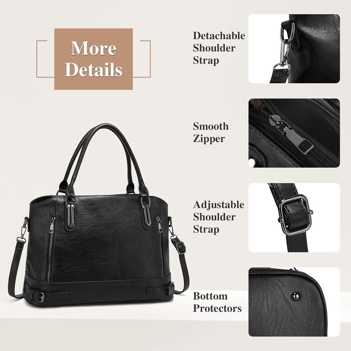 Сумка жіноча VINBAGGE PU шкіра шопер Vintage чорна для офісу та щодня