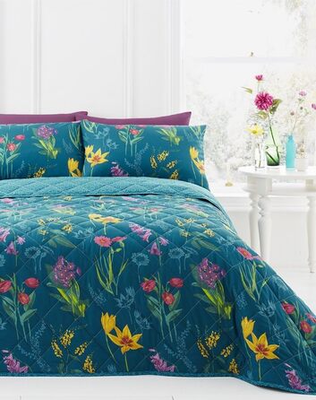 Комплект постільної білизни Dreams & Drapes Ingrid, блакитно-зелений, для ліжка King, легкий у догляді