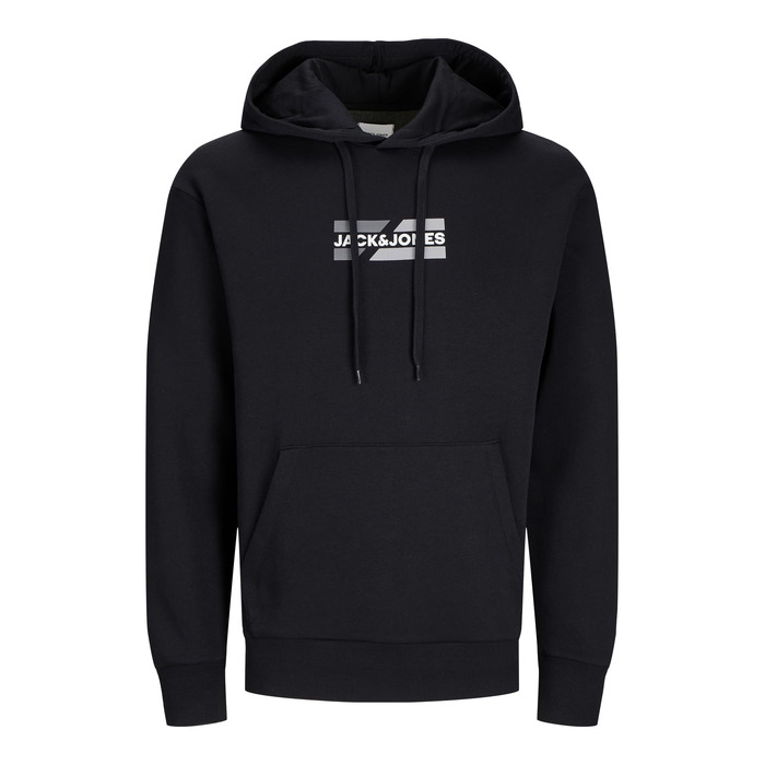 Чоловічий худі з капюшоном JACK & JONES з логотипом, чорний, розмір M