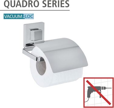Тримач для туалетного паперу WENKO Quadro з кришкою, нержавіюча сталь, без свердлення, 13 x 11,5 x 14 см