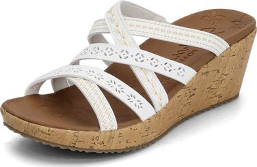 Босоніжки жіночі Skechers Beverlee Tiger Posse на танкетці, білі - 39 EU (широкі)