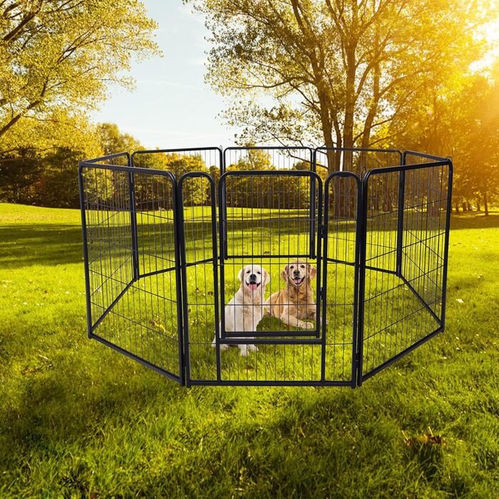 Кізовод для цуценят/кошенят/кроликів: металевий загон 65x80 см, чорний, 8-секційний (для внутрішнього та зовнішнього використання)