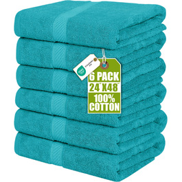 Набір банних рушників Utopia Towels 100% бавовна, 6 шт, 60x120 см, м'які та гігроскопічні рушники для душу та басейну (Бірюзовий)