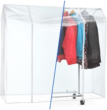 Tatkraft BIG Garment Rack Cover, Clothes Rack Cover, Plastic, Transparent, 2 Zippers, Extra Wide, cm (L120)