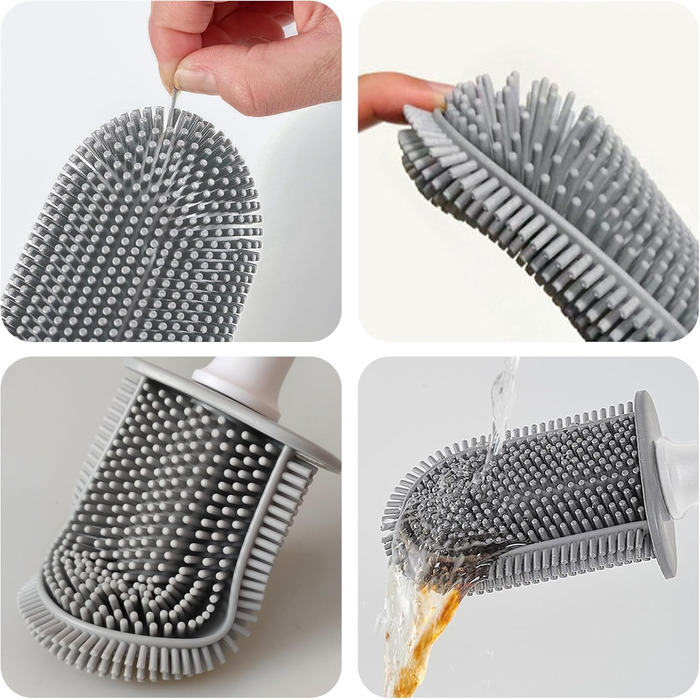 Силіконова щітка для унітазу Klobürste з кріпленням на стіну без свердління, швидковисихаючий тримач, набір (білий)