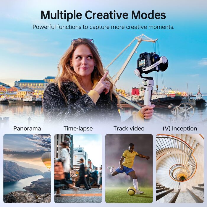 ZHIYUN Crane M3S: Стабілізатор камери 3-осі, 1000Lux LED-освітлення, Bluetooth, дисплей 1.22', 705г, для DSLR, Mirrorless, смартфонів, Action Cam