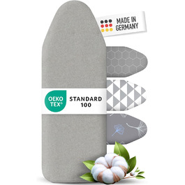 Покриття для прасувальної дошки німецької якості 120x40 см | Відбиває тепло | Гумка | OEKOTEX100 | 5 розмірів | Пом'якшення | Для парових прасок | Покриття для прасувальної дошки M Срібло Срібло M