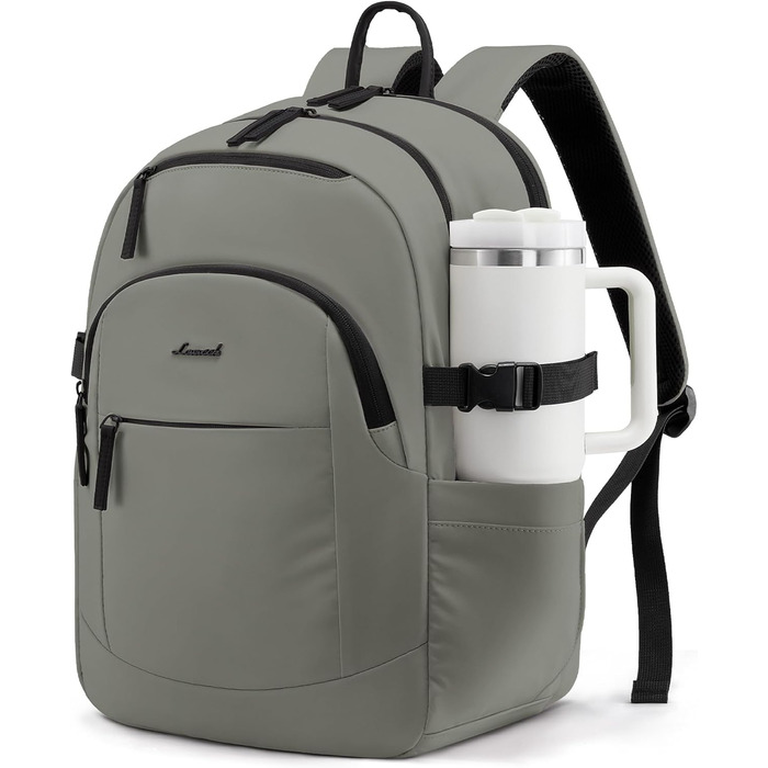 Рюкзак LOVEVOOK для ноутбука 15.6 дюймів (17.3 дюймів), водонепроникний, для жінок та чоловіків, на кожен день, для роботи, навчання, подорожей (сірий, зелений)