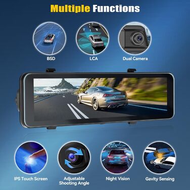 Дзеркало заднього виду з відеореєстратором OiLiehu 4K AHD, 10.88