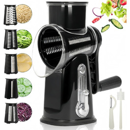 Ручна тертка для сиру та овочів з 5 зміненими лезами з нержавіючої сталі, з ручкою, для кухні.