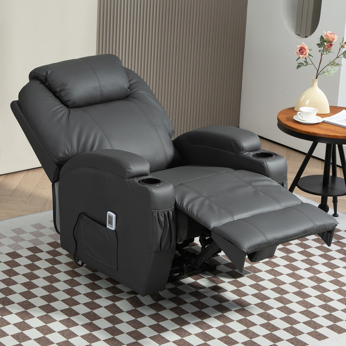 HOMCOM Recliner with Massage Function, Electric TV Recliner with Lie-Flat Function, Massage Chair with Remote Control, Cup Holder | Aosom