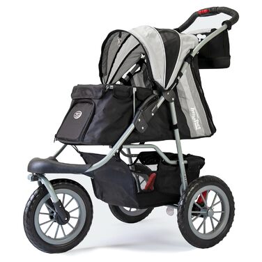 Візок для собак Innopet Comfort EFA Eco чорно-срібний – складний візок для собак та котів, для бездоріжжя та пляжу, колеса 30 см, вантажопідйомність 25 кг, матеріал з переробленого нейлону