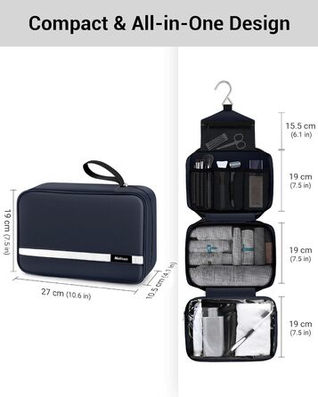 Сумка для туалетних речей Maliton: велика водонепроникна сумка для подорожей, спорту та басейну | 4 відділення | Складана | Navy Blue