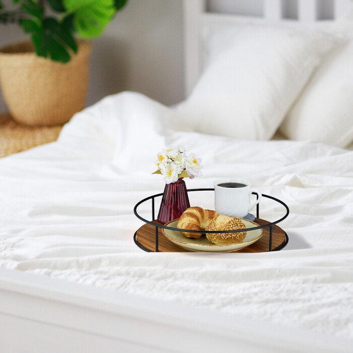 Relaxdays Round Tray with Metal Rim