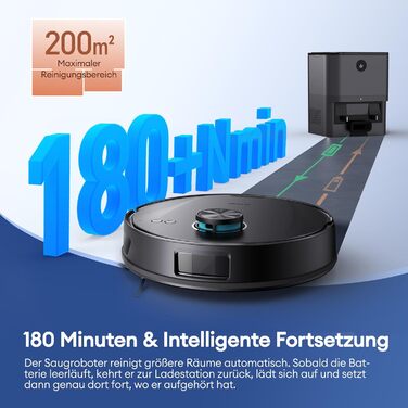 Робот-пилосос Ultenic T20 Pro з функцією миття підлоги, 8000 Па, станція самостійного очищення 3,5 л, для видалення шерсті тварин та килимів, AI-лазерне уникнення перешкод, керування через додаток