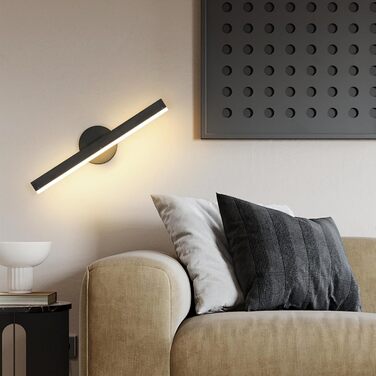 LED дзеркальна лампа Riserva 12W для ванної кімнати, поворотна 300°, 38 см, чорний колір, 3000K, для туалетного столика