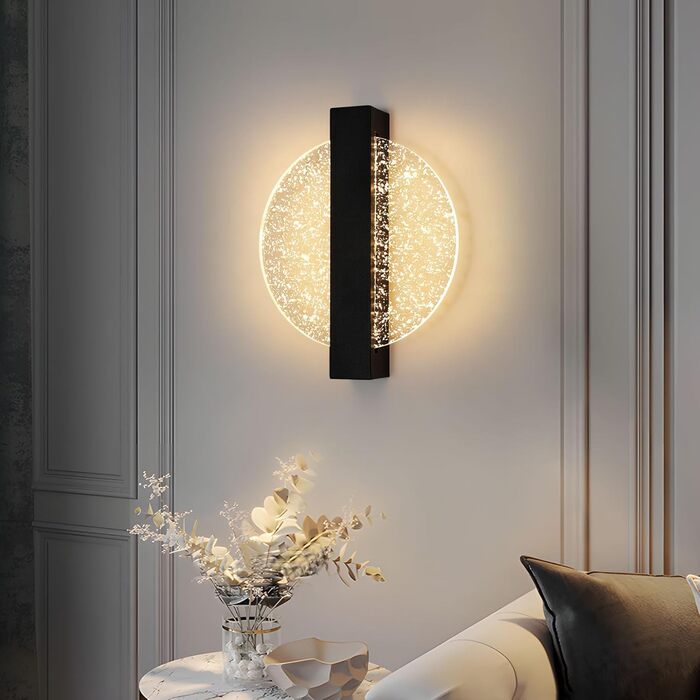 DELIPOP Настінне LED-світильник Wandleuchte, 12W, 3 кольори (тепле/холодне/нейтральне) світло, креативний дизайн, золото, для спальні, вітальні, коридору, сходи, чорний, 3000K