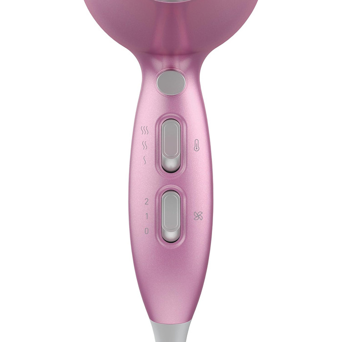 Фен GRUNDIG HD 6280: 2200 Вт, іонізація, керамічне покриття, олія лотоса, 3 режими, холодний струмінь, рожевий/срібний, 2023 модель