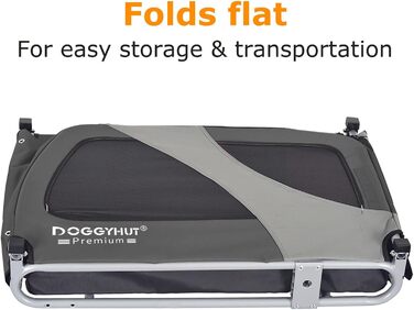 DOGGYHUT® Преміум XL Причіп для собак до 45 кг. Причіп для велосипеда для собак, великих собак, сірий (80103)