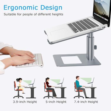 Adjustable Laptop Stand Riser - Ventilated Aluminum Notebook Holder for Desk - Compatible with 10-17