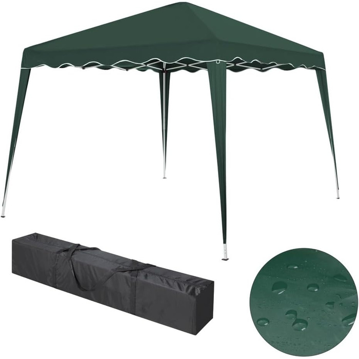 Foldable Pavilion 3x3m incl. Bag | Water-resistant, UV 50+ Protection | Pop-Up Tent, Foldable Pavilion Garden Tent, Party Tent, Capri | Click System Metal Frame (Green)
