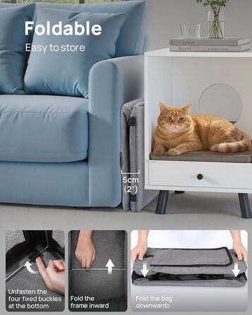 Транспортна сумка для котів Pecute Katzentasche: міцна переноска для домашніх тварин, легка, складана, для котів та маленьких собак, ідеальна для подорожей та до ветеринара, до 4 кг, сіра, 44 x 23 x 30 см