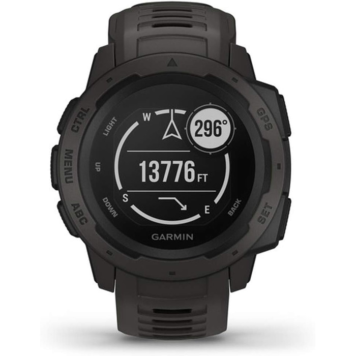 Garmin Instinct - водонепроникний GPS-годинник зі спортивними та фітнес-функціями. Вимірювання частоти серцевих скорочень на зап'ясті, фітнес-трекер та сповіщення зі смартфона. Багато моделей на вибір, ремінець чорний