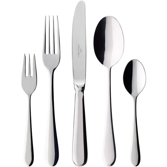 Villeroy & Boch – Oscar Cutlery Set 30-Piece Silver/Platinum, Dishwasher Safe, Rustproof, Cutlery Set 30-Piece, Dinnerware, Fork, Knife, Spoon, Dinnerware Set, Stainless Steel