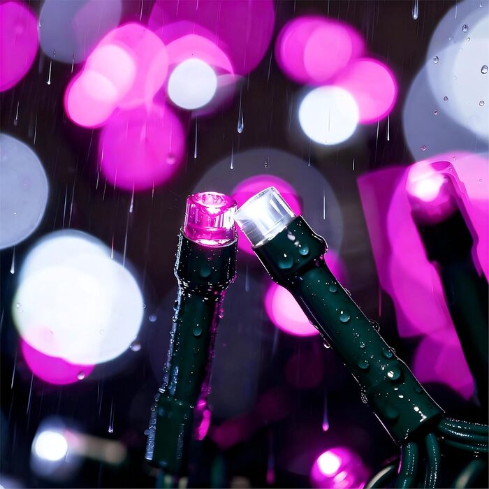 LED гірлянда WISD 13м, 200 LED, рожево-біла. Диммування, 12 режимів, таймер, EU штекер. Декоративне освітлення для дому, балкону, саду.