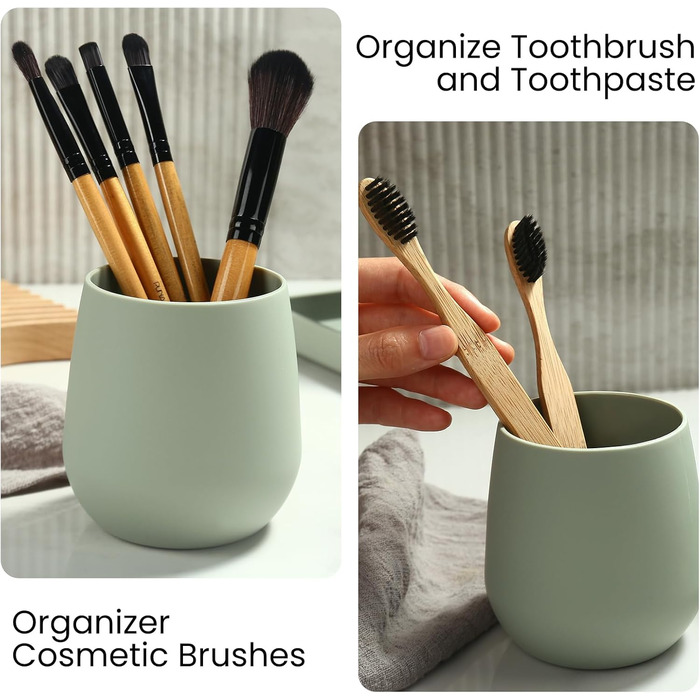 Сучасний набір для ванної кімнати AJEUNGAIN сірого кольору: мильниця, стакан для зубної пасти, піднос. Організатор для ванної кімнати (сірий). 3 предмети