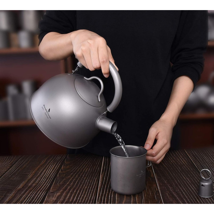 Чайник для плити iBasingo Titan 2L з свистком, легкий, велика ємність, для кемпінгу, кухні, дому. Ti3097D