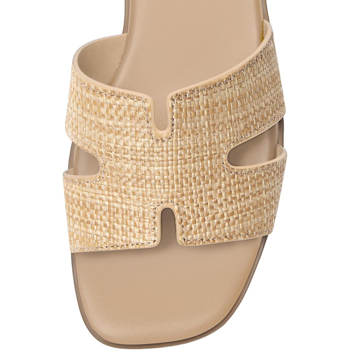 Сандалії жіночі Rihero шкіряні сліпони Raffia 39.5 EU, комфортні повсякденні