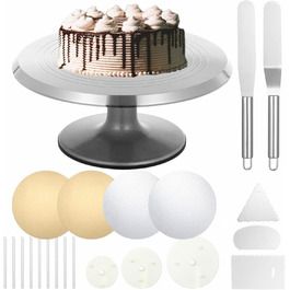Кінзіндер: Поворотна платформа для тортів, вертушка для декорування з підставками, шпателі, гребінці, підставки для випічки
