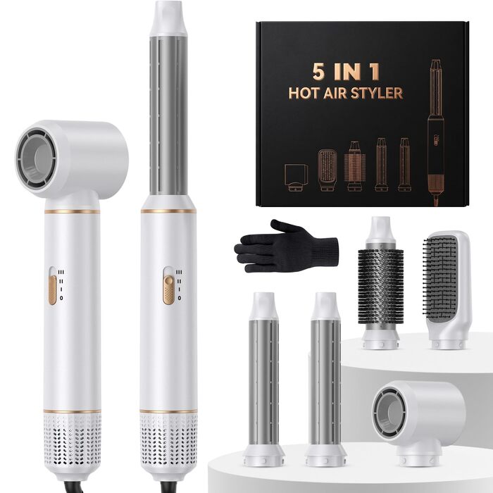 Мультистайлер для волосся 5 в 1 Airstyler 1000W: фен-щітка, автоматичний стайлер для кучерів, об'єму та випрямлення, 3 режими температури