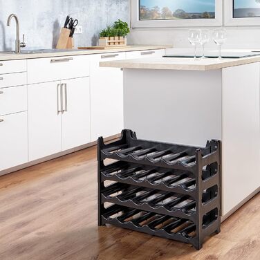 Bottle Rack - Modular, stackable design for 36 bottles, wine rack anthracite (4 modules for 24 bottles)
