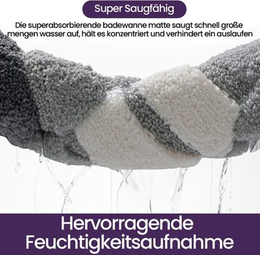 Нековзна килимок для ванної кімнати DEXI 50 x 80 см, сірий. М'який, швидковисихаючий, для душу, ванни, прання.