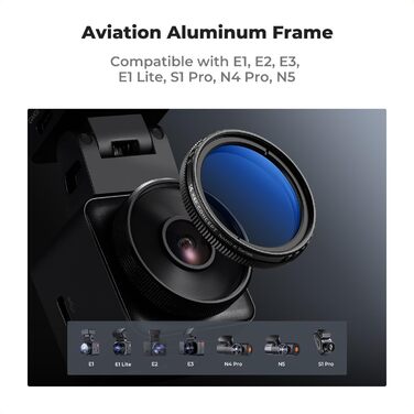 Поляризаційний фільтр K&F Concept CPL для відеореєстраторів N5/N4 Pro/S1 Pro/E1/E1 LITE/E2/E3, усуває відблиски