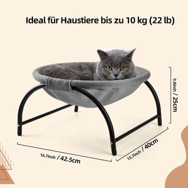 Гамак для кота LIFLIX Outdoor, підвісне ліжко для котів знімний, пральний плюш, стоячий гамак для котів для внутрішнього/зовнішнього використання (сірий) (сітка)