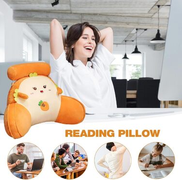 Подушка для спини з підлокітниками для ліжка, подушка для читання з знімною підтримкою шиї та підлокітниками - для читання, відпочинку та перегляду телевізора (60x35 см, F)